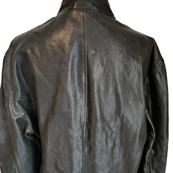 EUC Barney's COOP Lambskin Leather Mock Neck Zip Cuff Jacket